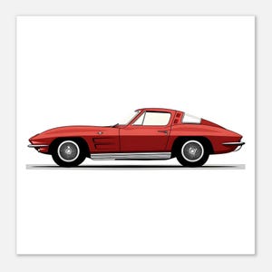 Chevrolet Corvette Stingray Car Poster Vintage Car Print, Automotive Wall Decor, Car Illustration, Garage Home Decor, Digital Download