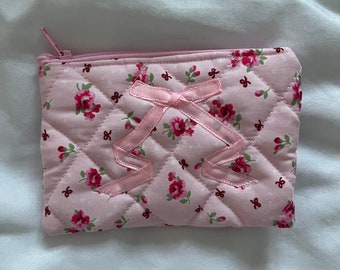 Coquette Floral Ribbon Mini Coin Pouch/Purse