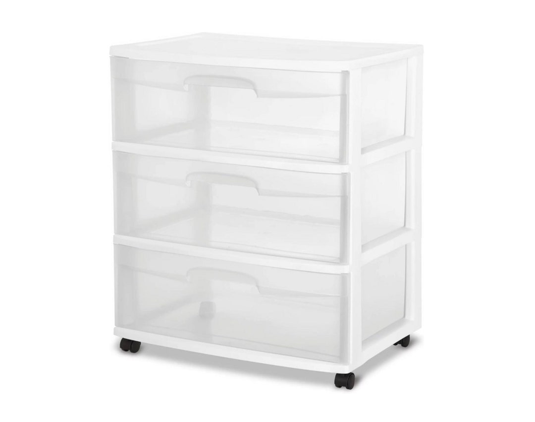 3-drawer Plastic Rolling Storage Cart, Organizer With 3 Large Clear ...