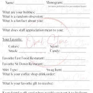 Get To Know You Form PDF