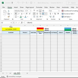 Customizable Excel Spreadsheet Log | Delivery Tracker & Client Follow-Up Sheet | Business CRM, Sales Log, Order Management Excel Template