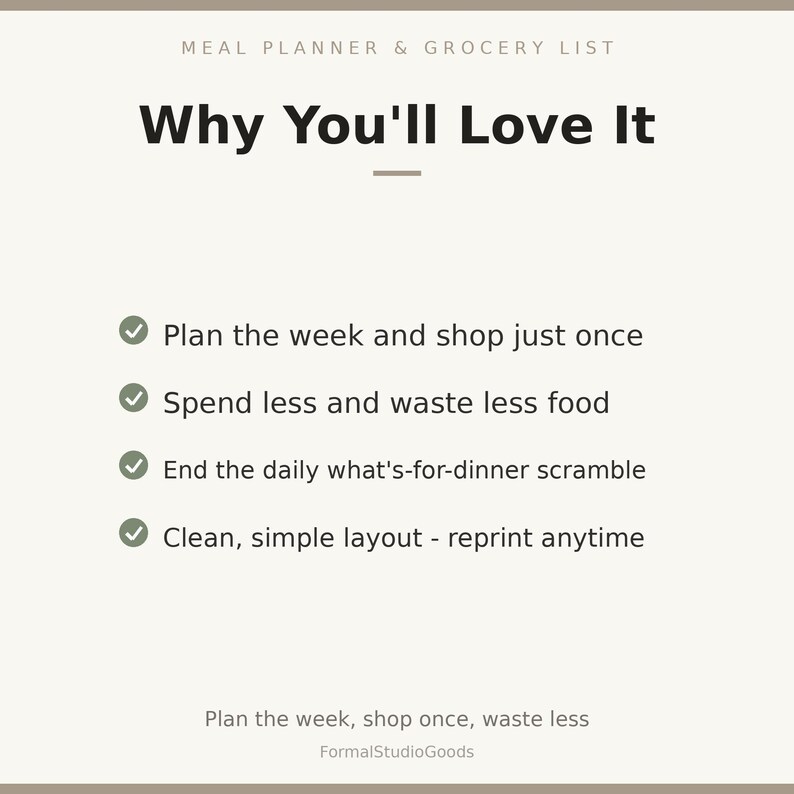 Weekly Meal Planner Printable - Grocery List & Menu Template PDF - Etsy