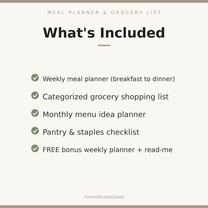 Weekly Meal Planner Printable - Grocery List & Menu Template PDF - Etsy