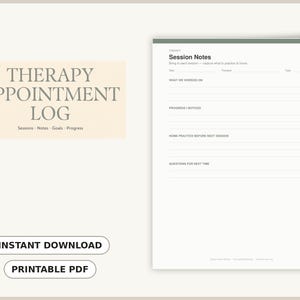 Therapy Appointment Tracker Printable, Session Notes & Goal Tracker for Kids Therapy, Speech OT ABA Log Book, PDF Download