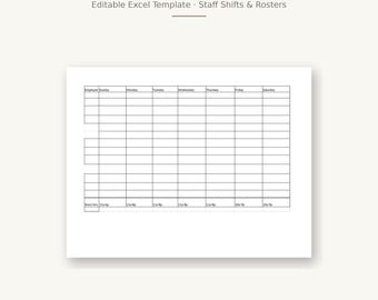 Sjabloon weekplanning Excel | Spreadsheet werkschema werknemers | Bewerkbare ploegendienstplanner | Retailmanagers restaurants
