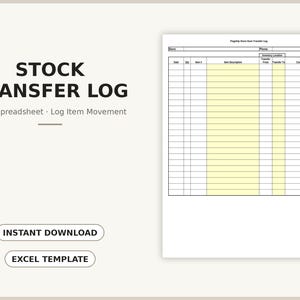 Stock Transfer Log Excel | Warehouse Inventory Movement Tracker | Item Transfer Spreadsheet | Small Business Retail Inventory