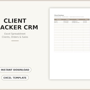 Client Tracker Excel Template | Small Business CRM Spreadsheet | Order Tracker Sales Log + Customer Database | Freelancers Coaches
