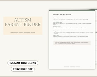 Autism Parent Binder, Visual Schedule, IEP Planner, Routine Tracker (PDF Download)