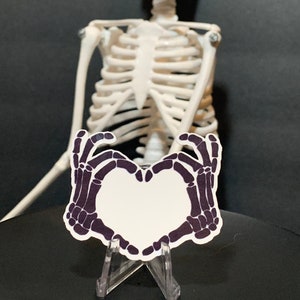 Skeleton Heart Hands Sticker: Spooky Anatomy Decal
