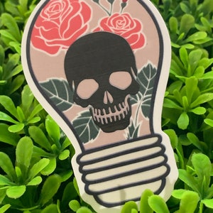 Floral Skull Light Bulb Sticker: True Crime CSI Gift