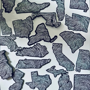 Fingerprint States (USA) Stickers, All 50 States Available! Unique Travel Gift | CSI Gifts | Fingerprints & Forensic Science | Police Gifts
