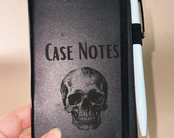 Faux Leather Case Notes Journal With Skull : Pocket Sized Notebook For Forensic Scientists, Crime Scene Investigators & True Crime Obsessed