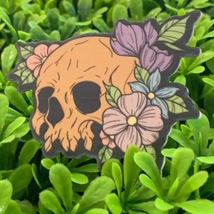 The Natural Bohemian Skull Sticker | Boho Gothic Sticker| Forensics & CSI | Soft Gothic Decal | Natural Earth Tones Skull