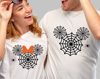 Spiderweb halloween SVG, Halloween his and her SVG, Spooky SVG, Couple Shirt Svg, Png, Ears Svg , Mouse Halloween Svg
