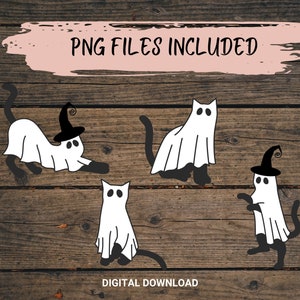 Сute ghost cat png,Halloween png,Cricut png,Digital Download,Boho Halloween png, cricut png, ghost png, cat lover png, ghost cat image 3