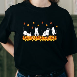 Сute Fall ghost cats png,Halloween png,Cricut png,Digital Download,Boho Halloween png, cricut png, fall ghost png, cat lover png, fall png, image 3