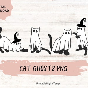 Сute ghost cat png,Halloween png,Cricut png,Digital Download,Boho Halloween png, cricut png, ghost png, cat lover png, ghost cat image 2