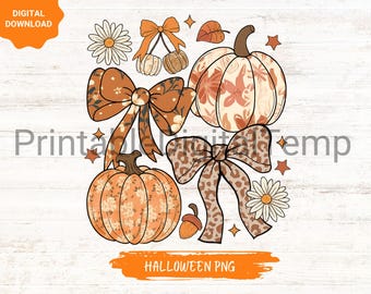 Calabaza de otoño floral de Halloween, coqueta, lazo bohemio de otoño, otoño, sublimación de calabaza de leopardo de otoño, camisa de Halloween