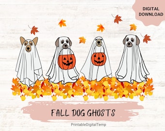 Сute Fall ghost dog png,Halloween png,Cricut png,Digital Download,Boho Halloween png, cricut png, fall ghost png, dog lover png, fall png,