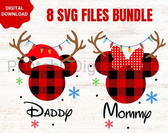 Reindeer Christmas Lights SVG Bundle, Buffalo Plaid head SVG,Christmas svg,papa reindeer svg,mama reindeer svg,family christmas pajamas svg