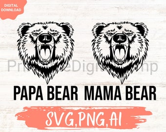 Ours SVG png, maman papa svg, svg couple, svg parents, future maman svg, futur papa svg, famille ours, chemise maman ours, chemise papa ours