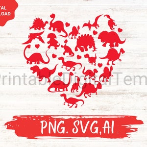 Dinosaur Heart SVG, Valentine Dinosaur SVG, Dinosaur SVG, Valentine&#39;s Day Shirts svg,Valentine Gift,Kid&#39;s Shirt svg, Cricut file,toddler svg