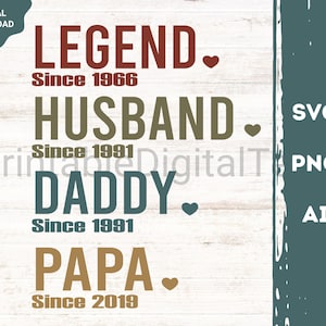 Leyenda personalizada Marido Papá Papá svg, Papá svg - Día del padre svg - Diseño de camisa de papá, Regalo para papá Svg, Leyenda Día del padre Png
