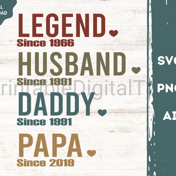 Personalized Legend Husband Daddy Papa svg ,Dad svg - Father's Day svg- Dad Shirt Design, Gift For dad Svg, legend Fathers Day Png