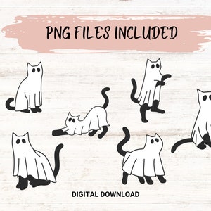 Сute ghost kat png, Halloween png, Cricut png, Digitale Download, Boho Halloween png, cricut png, ghost png, kattenliefhebber png, spook kat afbeelding 2