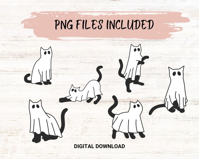Сute ghost kat png, Halloween png, Cricut png, Digitale Download, Boho Halloween png, cricut png, ghost png, kattenliefhebber png, spook kat afbeelding 2