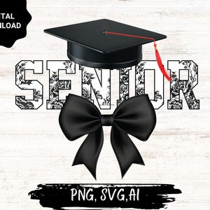 Senior Coquette Png, Graduate 2025 Png, Floral Toile Schwarz, Coquette Bow, Graduierung Coquette Bow, Senior 2025 png, Senior Coquette svg
