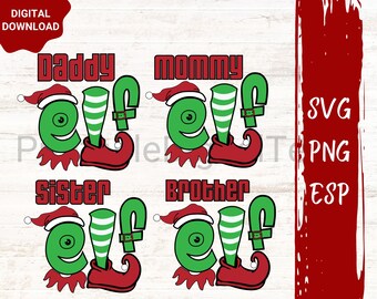 Elfe famille svg, elfe Noël svg, elfe chemise svg, copain elfe svg, elfe svg cricut, maman elfe svg, papa elfe svg, fichier svg elfe, sœur elfe, frère elfe
