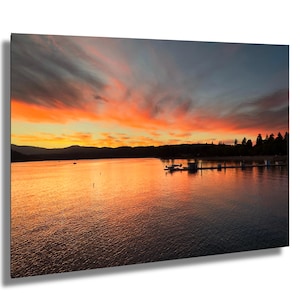 Lake Coeur d&#39;Alene Idaho Marina Sunset: Canvas / Metal / Acrylic Wall Art Poster Print