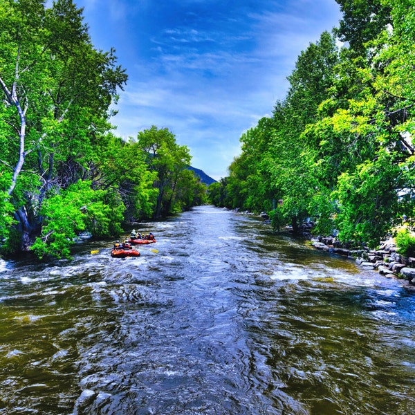 Arkansas River Salida Colorado Riverfront Park Rafters Canvas Print Metal Acrylic Print Wall Art