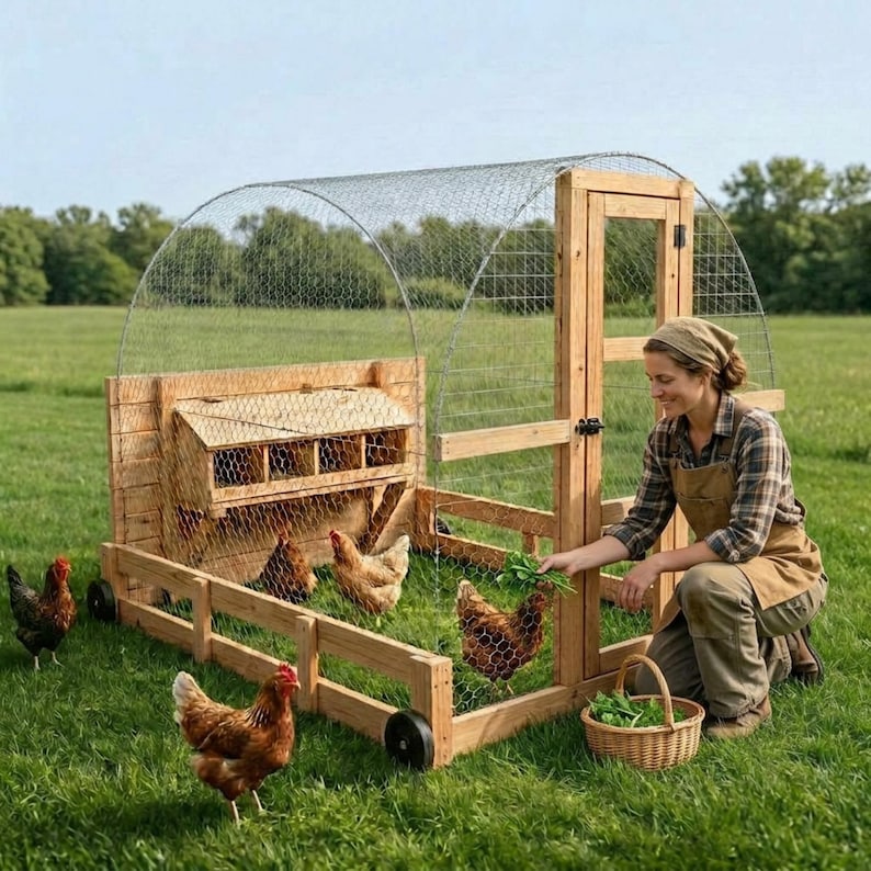 DIY Hoop Coop Chicken Tractor Plans PDF | Portable Poultry House on Wheels | Cattle Panel Mobile Coop Blueprint | Chicken Run Build Guide