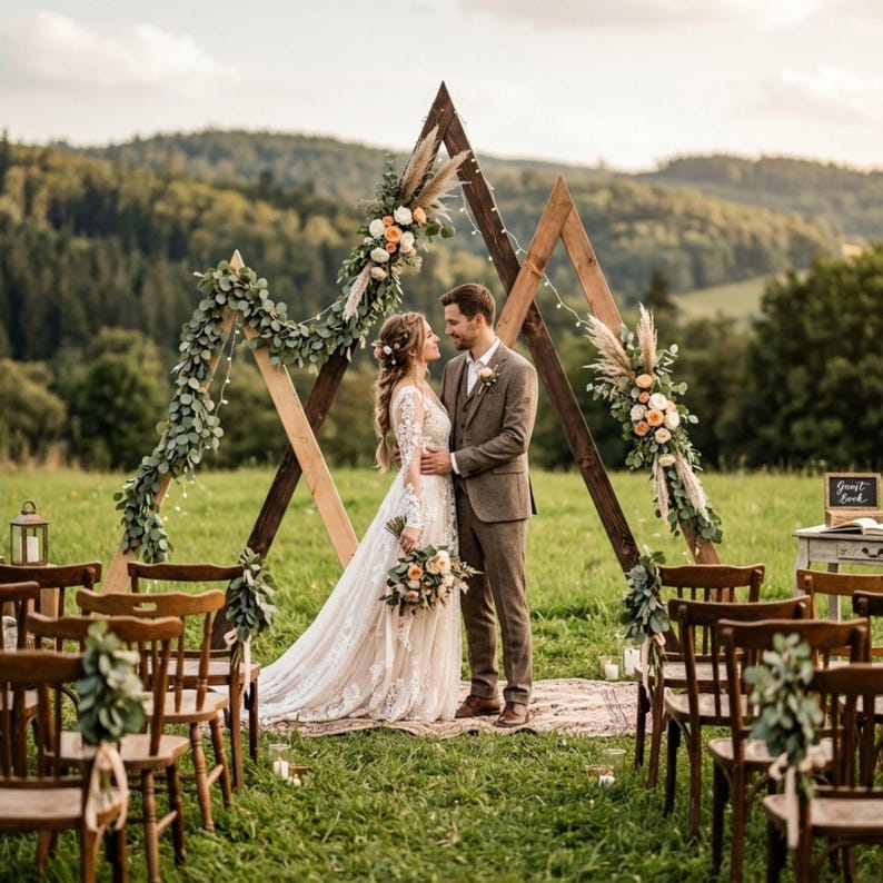 DIY Triangle Wedding Arch Plans PDF | Set of 3 Wooden Arbor Backdrop | Collapsible Ceremony Trellis | Rustic Outdoor Wedding Woodworking
