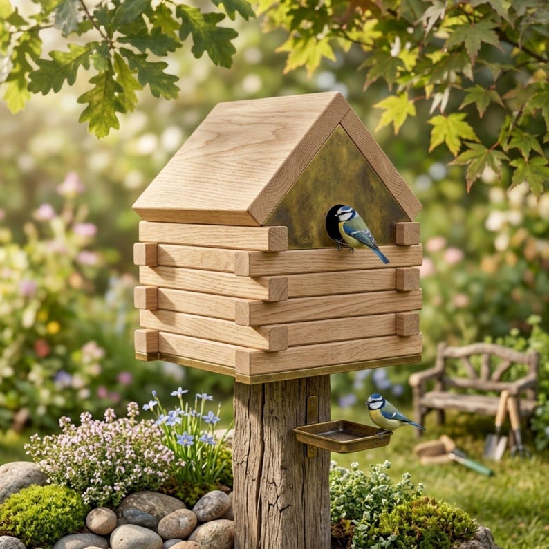DIY Log Cabin Birdhouse Plans PDF | Large Bird Box Woodworking Blueprint | Fancy Birdhouse Plans to Build