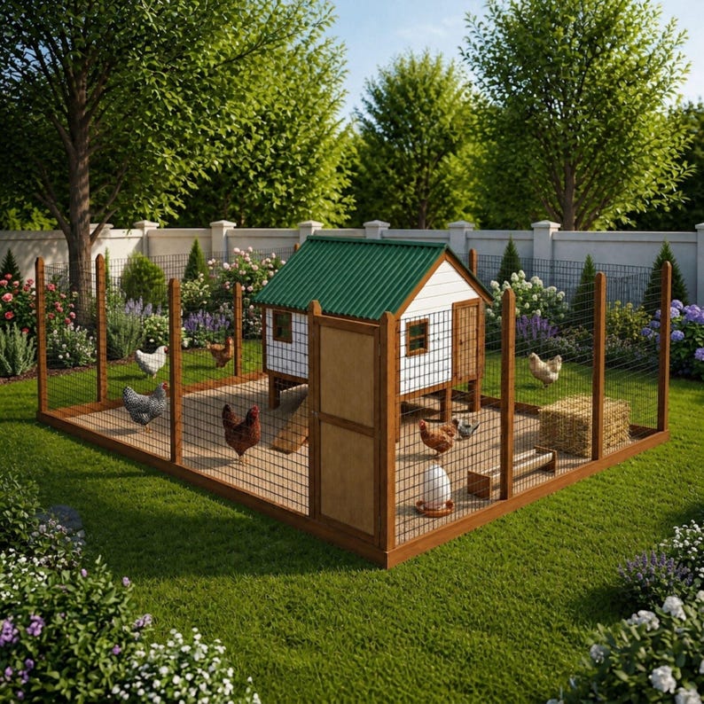 DIY Chicken Coop Plans With Run PDF | Large Chicken Coop Plan | Walk in Chicken Coop Plan | Garden Chicken Coop and Run | Duck Coop Plans