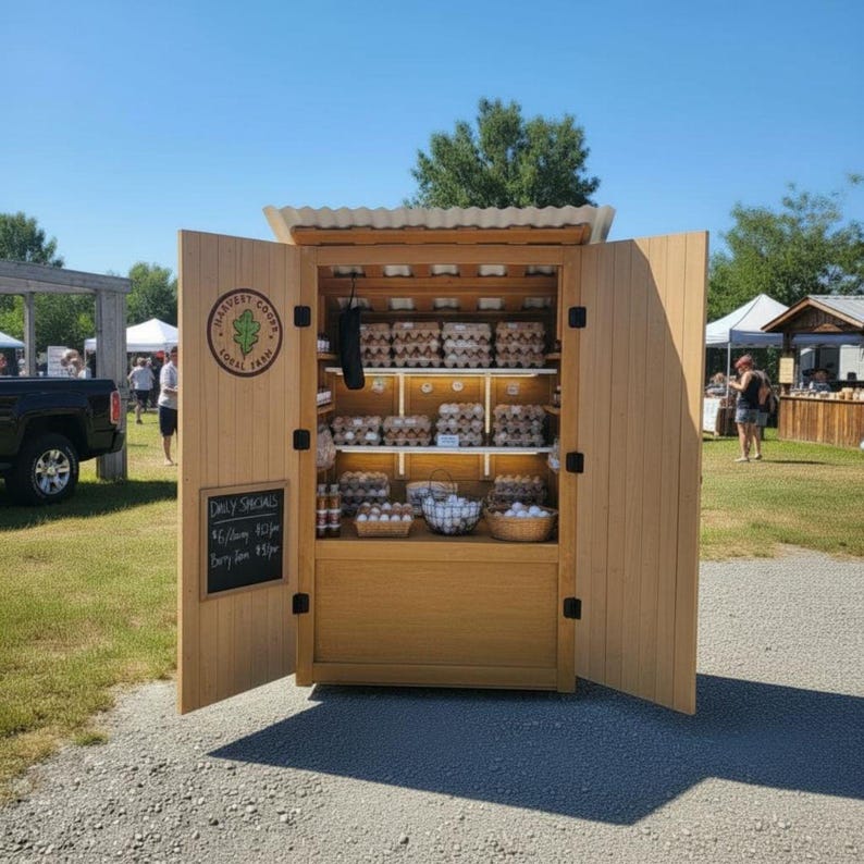 Egg Stand Plans | Roadside Egg Selling Stand Plans | Farmstand Plans | Roadside Plant, Flower, Fruit Stand | Portable Egg, Vegetable Cart