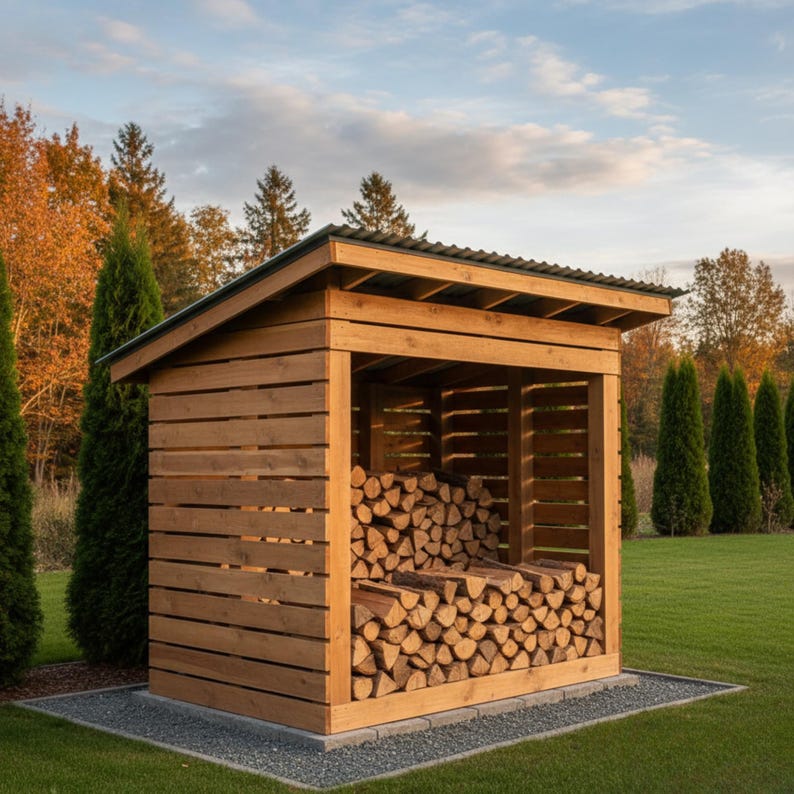 8x10 Firewood Shed Plans: DIY Sloped Roof Woodshed (PDF Download)