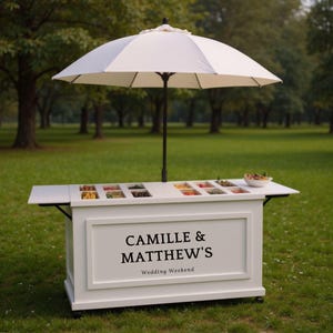 DIY Collapsible Charcuterie Cart Plans for Woodworking Enthusiasts | Mobile Bar with Wheels, Umbrella -  Treat Cart, Slushee Bar