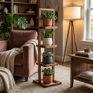 Outdoor Wood Plant Stand DIY Plan | 4-Tier Stepped Planter Woodworking Blueprint (Digital Download) image 4