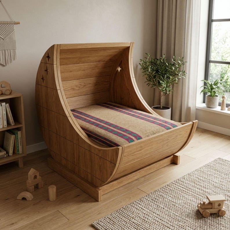 DIY Wooden Pet Bed Plans PDF | Moon Shaped Cat & Dog Bed Blueprint | Baby Cradle Wood Plan | Custom Wooden Pet Furniture