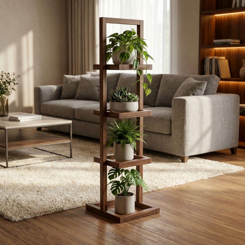 Outdoor Wood Plant Stand DIY Plan | 4-Tier Stepped Planter Woodworking Blueprint (Digital Download) image 6