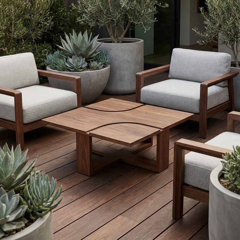Modern Square Coffee Table Plans | Indoor Outdoor Woodworking Blueprint (PDF)