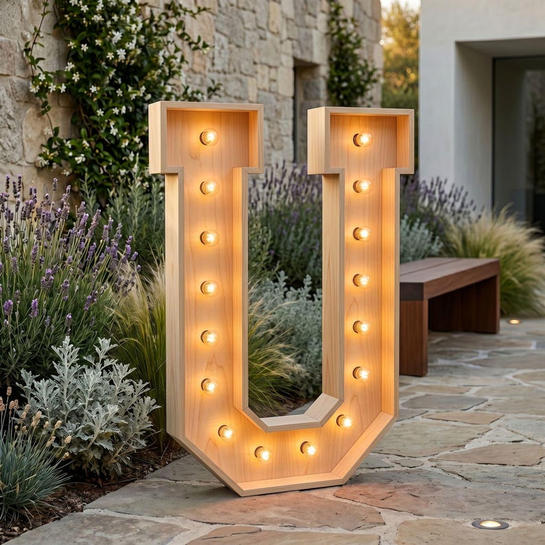 4ft Marquee Letter U Template PDF | Diy Giant Light Up Letter Svg, Dxf, Pdf Blueprint