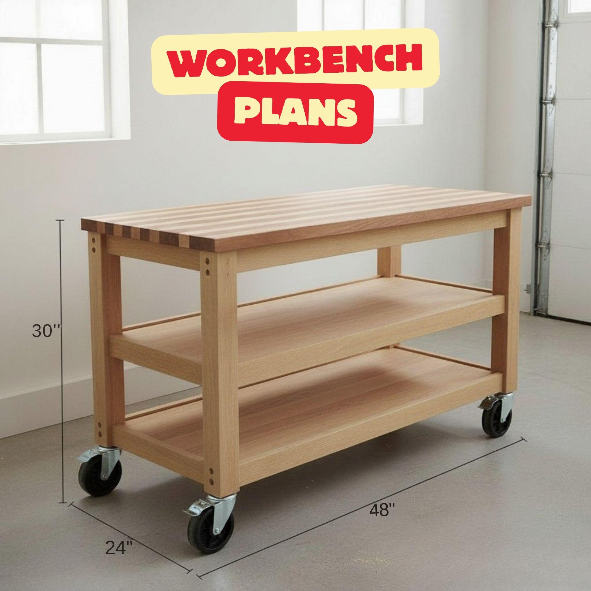 DIY Workbench Plans | DIY Woodworking Project | Roll Away Work Bench Fit Plans | Woodworking Workshop Design with Tool Wall DXF Files - Workshop Cart - Cart for Business DIY Plans