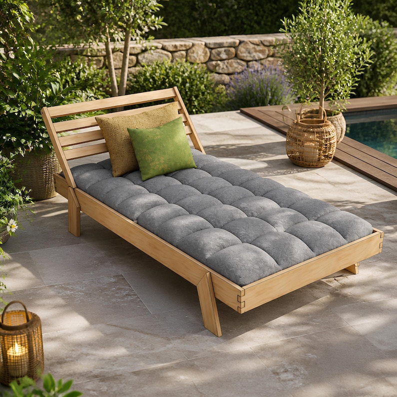 DIY Wooden Sunbed Plans | Double Pool Lounger Build Guide | Outdoor Patio Furniture Blueprint | Garden Daybed PDF | Wood Lounge Chair