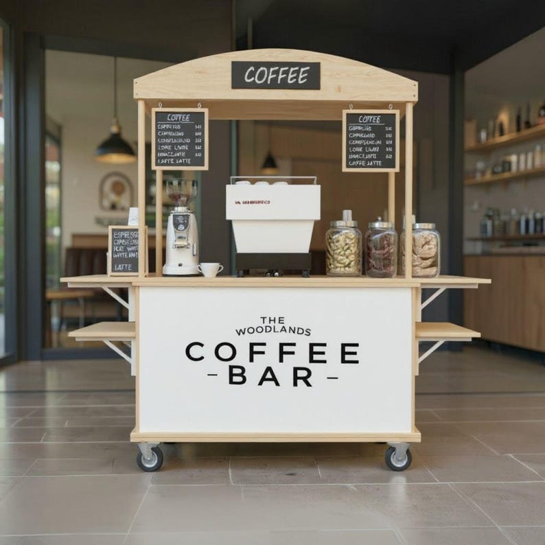 Coffee Cart DIY Plans PDF | Portable Espresso Bar Cart Blueprint | DIY Collapsible Mobile Coffee, Drink Vendor Cart (Update)