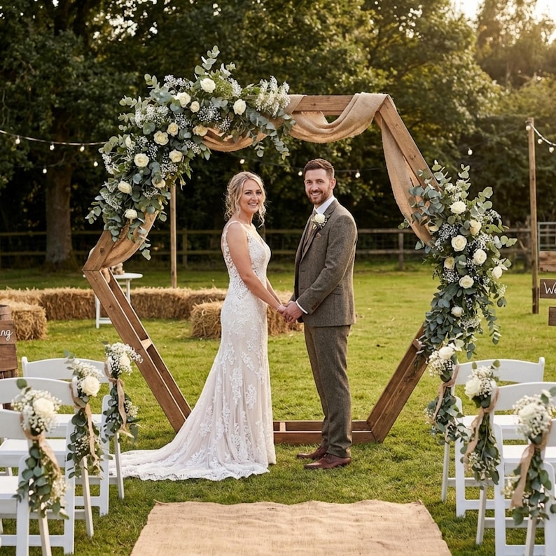 DIY Hexagon Wedding Arch Plans PDF | Portable Geometric Arbor Blueprint | Wooden Hexagonal Backdrop | Boho Ceremony Alter Woodworking